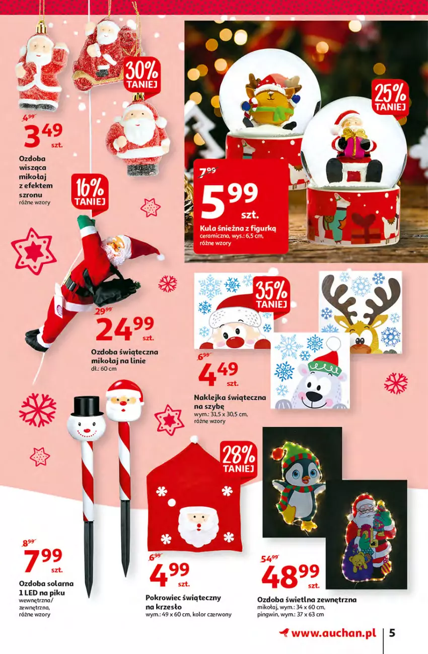 Gazetka promocyjna Auchan - Magia dekoracji Hipermarkety - ważna 25.11 do 01.12.2021 - strona 5 - produkty: Klej, Krzesło, Ozdoba, Pingwin, Pokrowiec