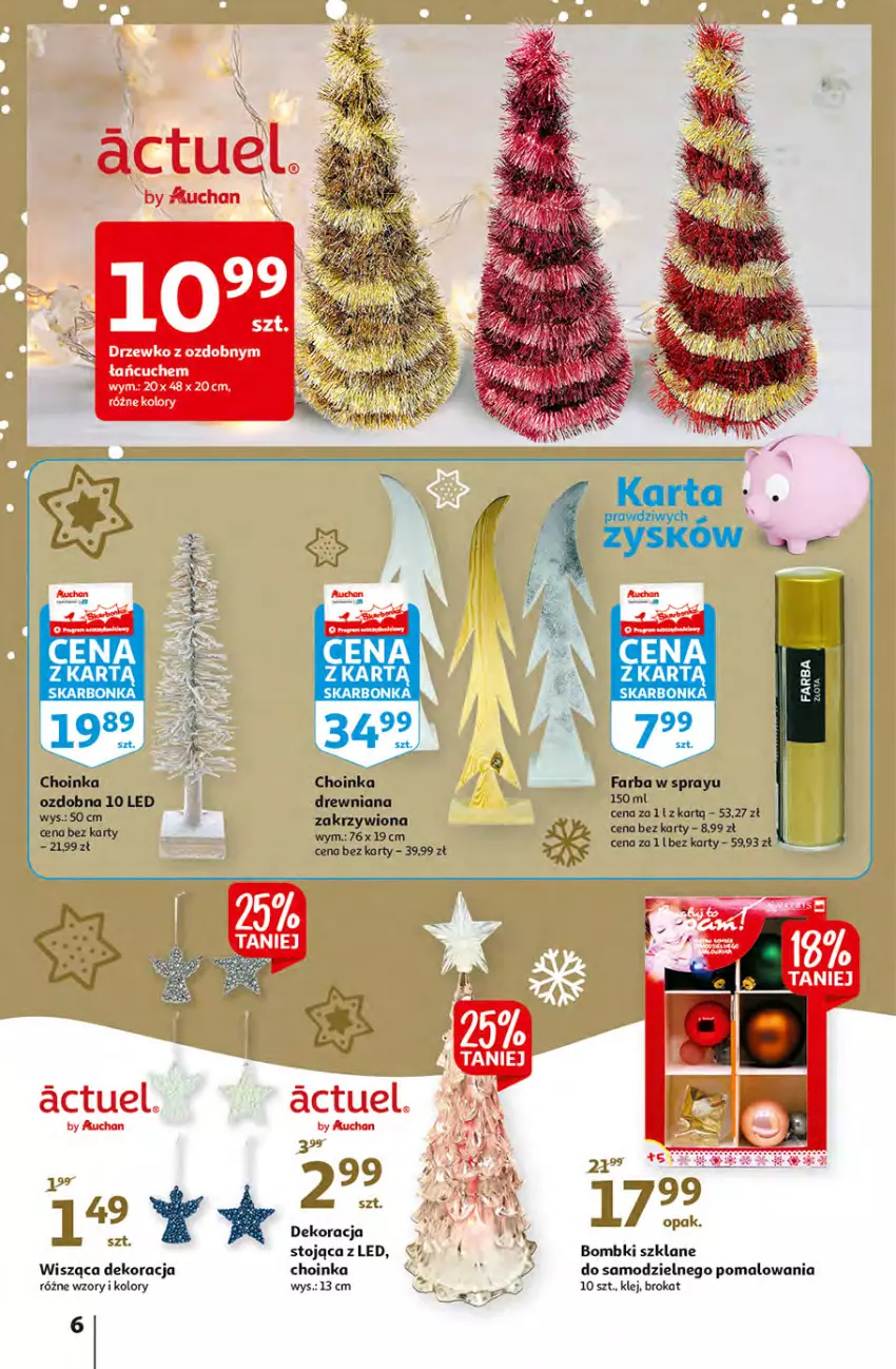 Gazetka promocyjna Auchan - Magia dekoracji Hipermarkety - ważna 25.11 do 01.12.2021 - strona 6 - produkty: Bombki, Choinka, Fa, Inka, Klej