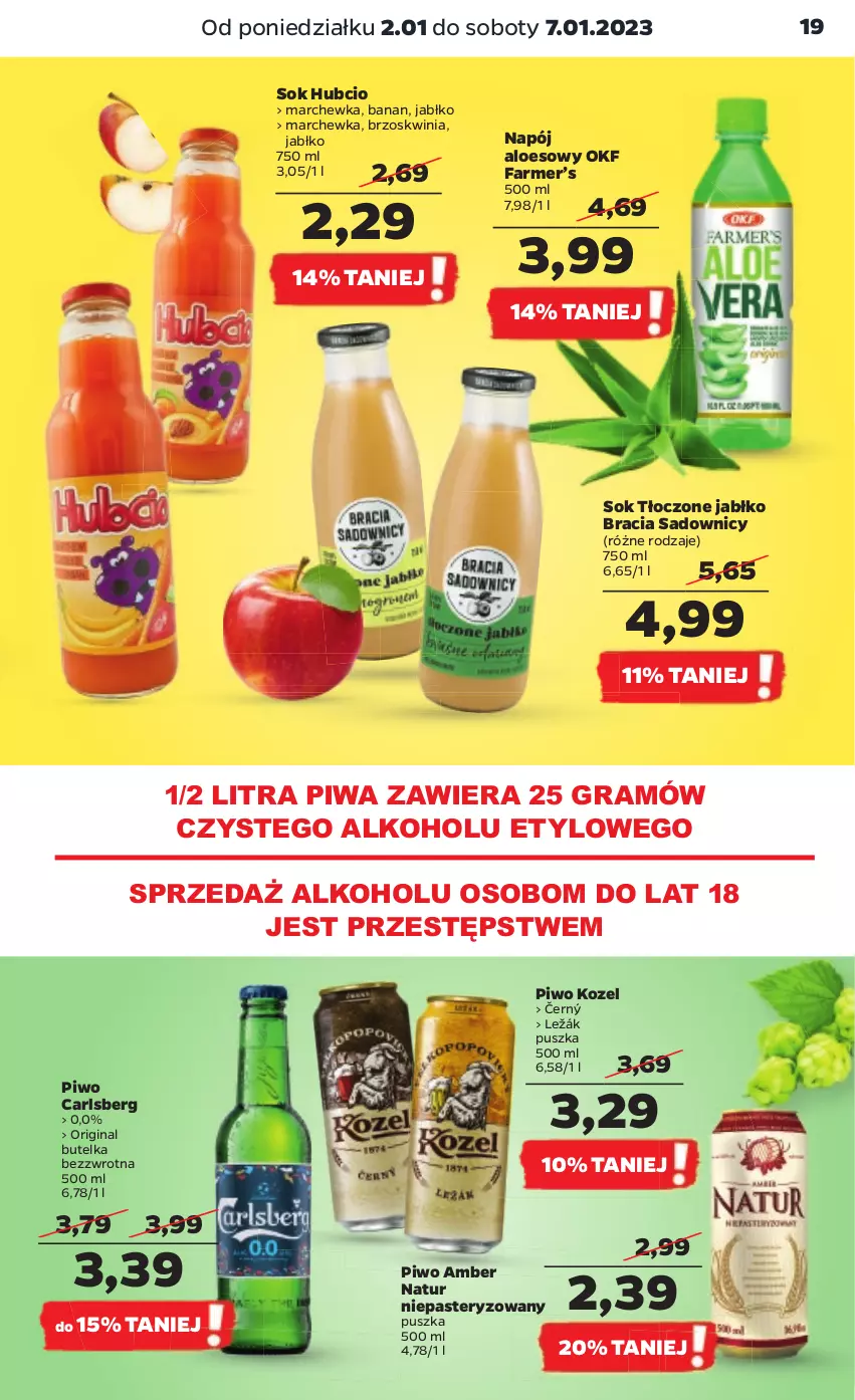 Gazetka promocyjna Netto - Artykuły spożywcze - ważna 02.01 do 07.01.2023 - strona 19 - produkty: Carlsberg, Fa, Gin, Gra, Kozel, Marchewka, Napój, Piwa, Piwo, Sok