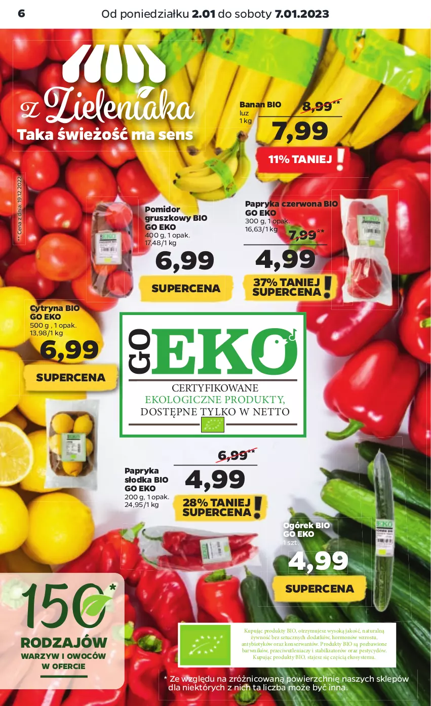 Gazetka promocyjna Netto - Artykuły spożywcze - ważna 02.01 do 07.01.2023 - strona 6 - produkty: Ogórek, Papryka, Papryka czerwona, Papryka słodka, Ser, Sok