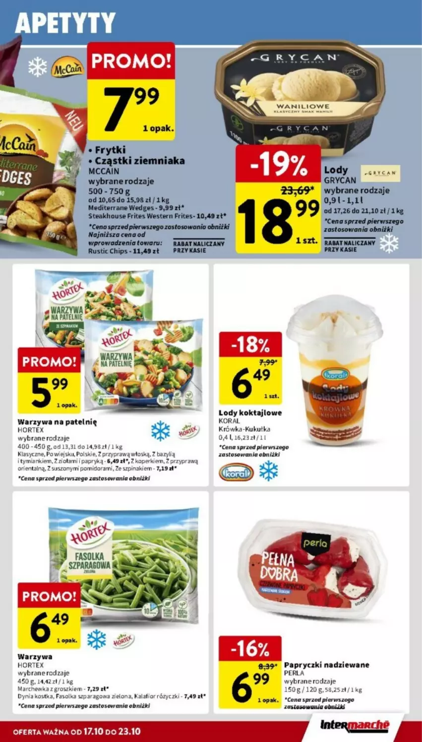 Gazetka promocyjna Intermarche - ważna 17.10 do 23.10.2024 - strona 11 - produkty: Bazyl, Fa, Hortex, Kalafior, Lody, Marchewka, Rust, Szpinak, Warzywa