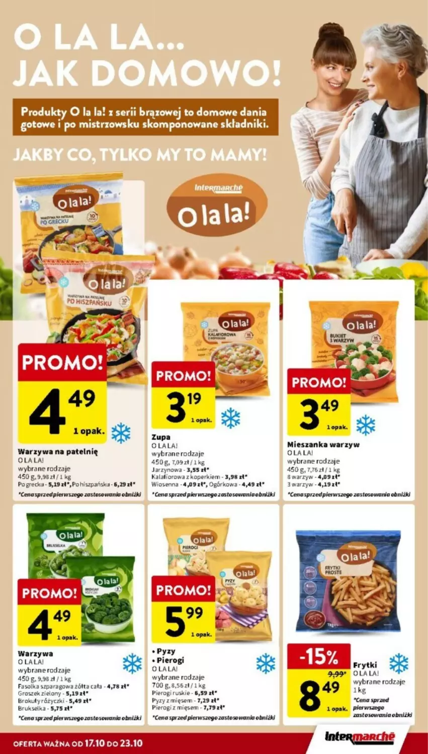 Gazetka promocyjna Intermarche - ważna 17.10 do 23.10.2024 - strona 14 - produkty: Brokuły, Brukselka, Fa, Frytki, Groszek, Kalafior, Mieszanka warzyw, Pierogi, Warzywa, Zupa