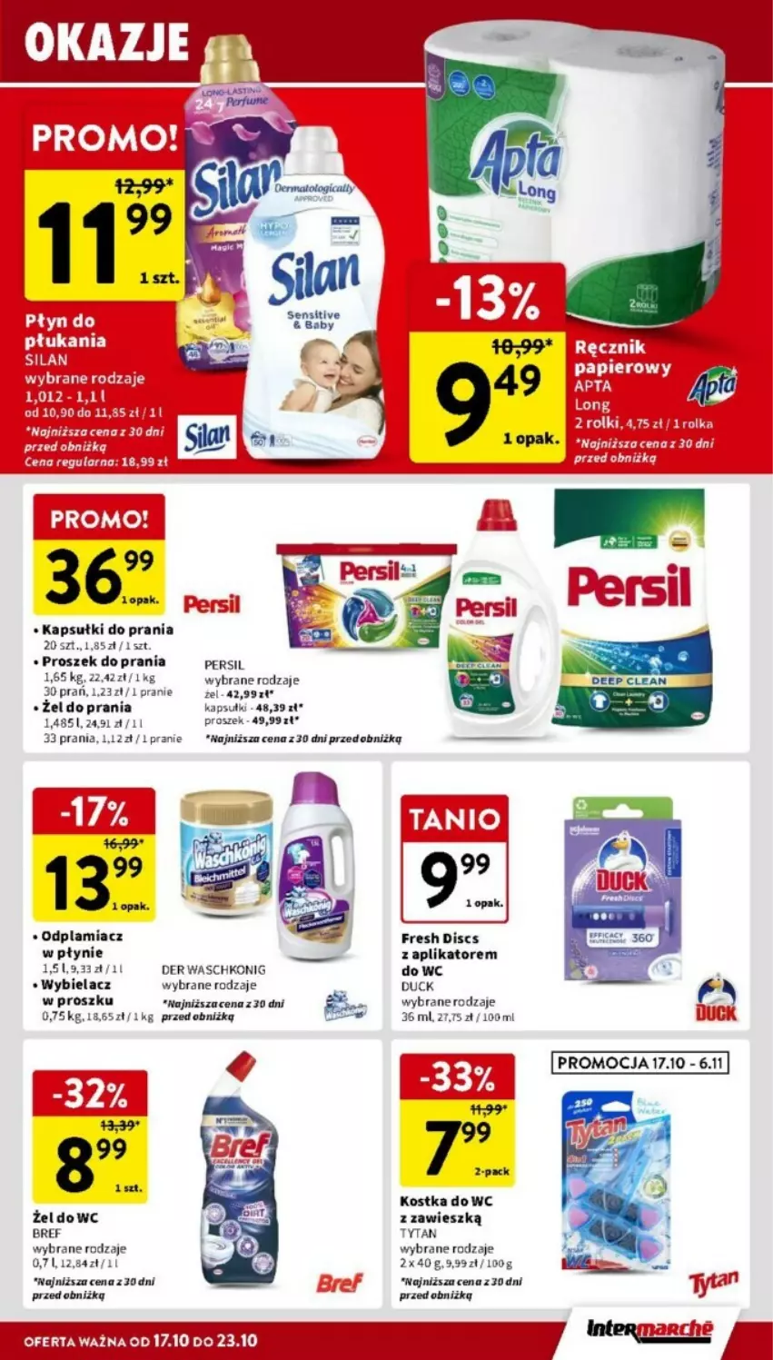 Gazetka promocyjna Intermarche - ważna 17.10 do 23.10.2024 - strona 27 - produkty: Bref, Duck, Kapsułki do prania, Kostka do wc, Odplamiacz, Persil, Proszek do prania, Tytan