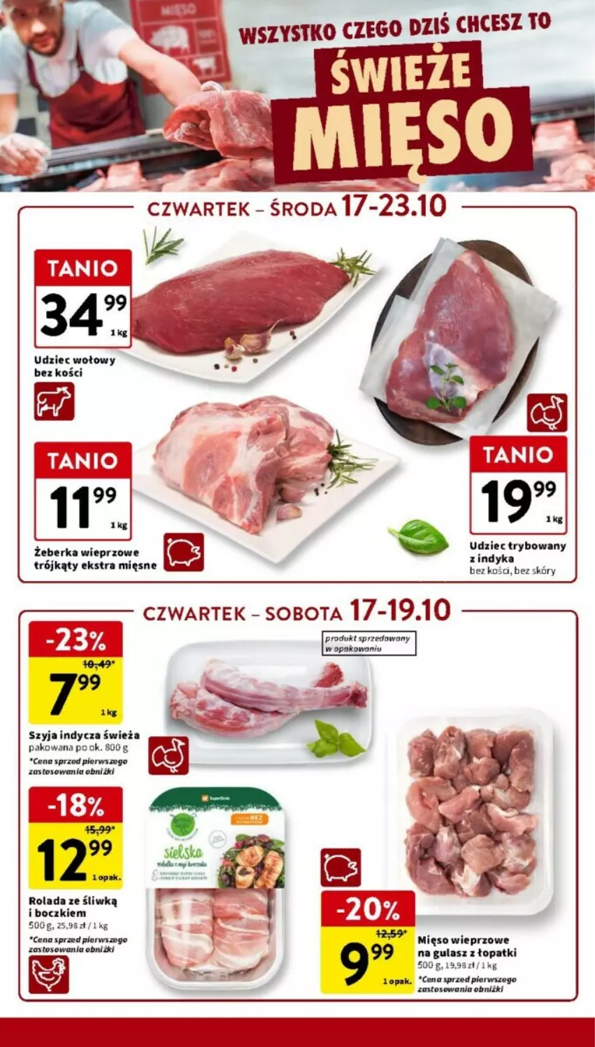 Gazetka promocyjna Intermarche - ważna 17.10 do 23.10.2024 - strona 4 - produkty: Mięso, Mięso wieprzowe, Rolada, Udziec wołowy