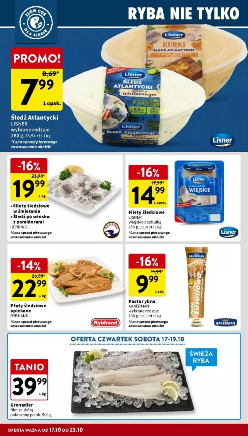 Gazetka promocyjna Intermarche - ważna 17.10 do 23.10.2024 - strona 8 - produkty: Grenadier, Lisner, Płaty śledziowe, Ryba