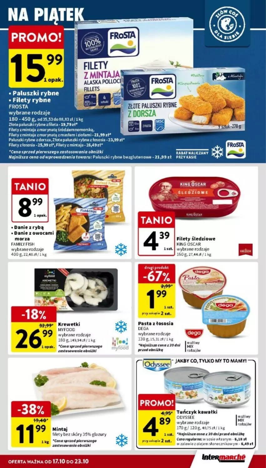 Gazetka promocyjna Intermarche - ważna 17.10 do 23.10.2024 - strona 9 - produkty: Dega, Dorsz, Fa, Frosta, Kawa, Krewetki, Lazur, Mintaj, Olej, Paluszki rybne, Sos, Tuńczyk