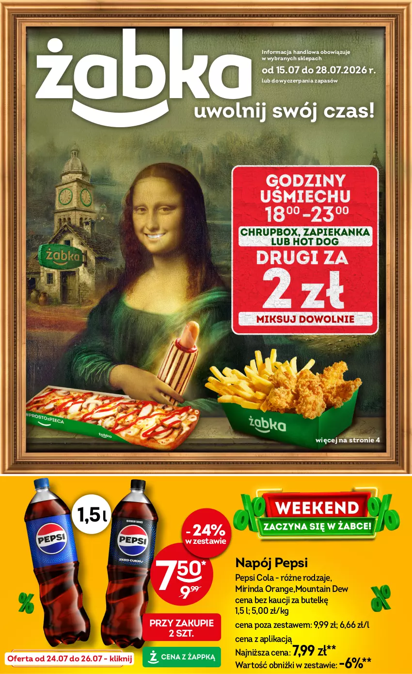 Gazetka promocyjna Żabka - gazetka-promocyjna-29-30-2026 - ważna 15.07 do 28.07.2026 - strona 1 - produkty: Mirinda, Napój, Pepsi