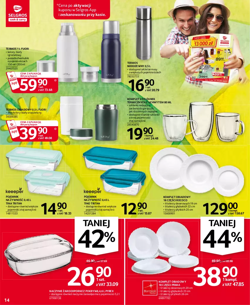 Gazetka promocyjna Selgros - Oferta przemysłowa - ważna 11.03 do 24.03.2021 - strona 14 - produkty: Deser, Gra, Granat, Komplet obiadowy, Lanki, LG, Naczynie żaroodporne, Pojemnik, Por, Prima, Ser, Talerz, Termos