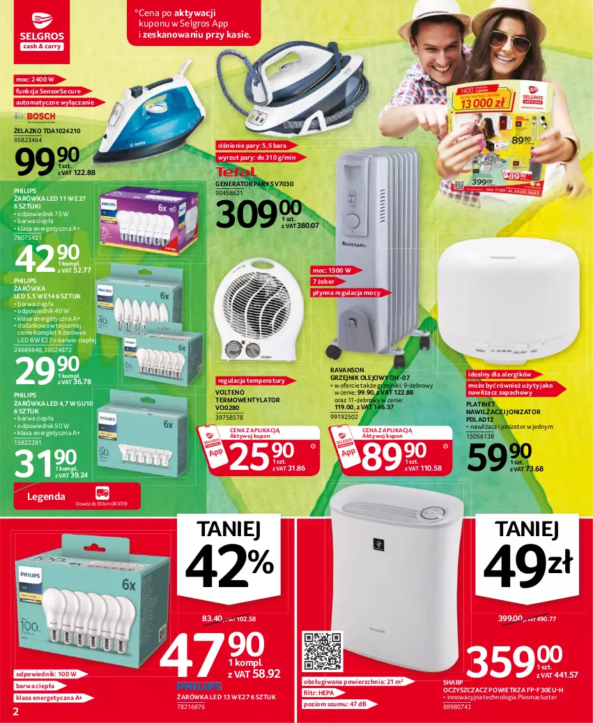 Gazetka promocyjna Selgros - Oferta przemysłowa - ważna 11.03 do 24.03.2021 - strona 2 - produkty: Generator pary, Gra, Grzejnik, LG, Oczyszczacz powietrza, Olej, Philips, PLATINET, Sharp, Termowentylator