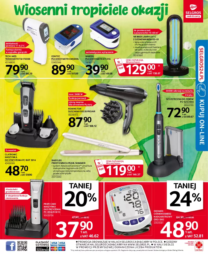 Gazetka promocyjna Selgros - Oferta przemysłowa - ważna 11.03 do 24.03.2021 - strona 3 - produkty: Babyliss, Ciśnieniomierz, Gra, Lampa, LG, Maszynka, Pulsoksymetr, Remington, Sok, Suszarka, Szczoteczka, Szczoteczka do zębów, Szynka, Termometr, Top