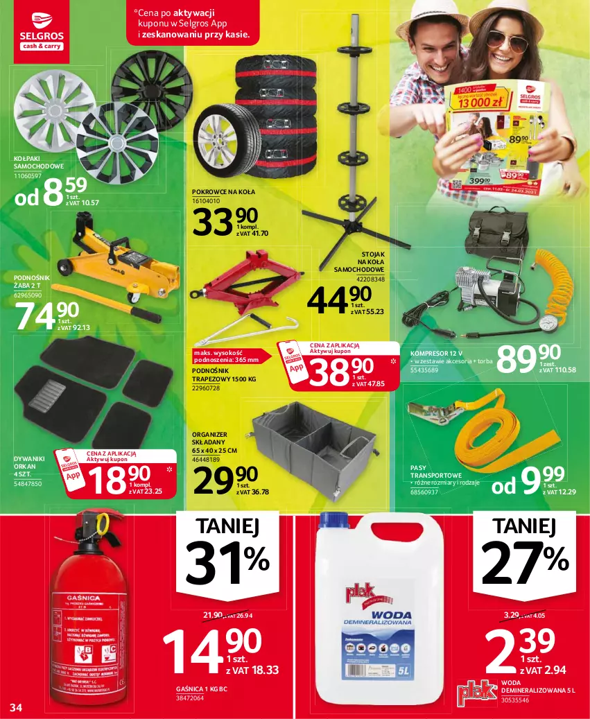 Gazetka promocyjna Selgros - Oferta przemysłowa - ważna 11.03 do 24.03.2021 - strona 34 - produkty: Dywan, Dywanik, Gaśnica, Kołpak, Kompresor, LG, Organizer, Orka, Por, Sok, Sport, Stojak, Torba, Tran, Woda