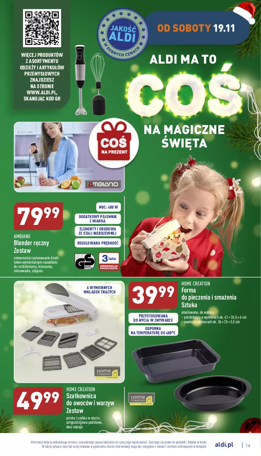 Gazetka promocyjna Aldi - Zaplanuj zakupy wcześniej - ważna 16.11 do 19.11.2022 - strona 16 - produkty: Blender, Blender ręczny, Forma do pieczenia, Piec, Pojemnik, Por, Szatkownica