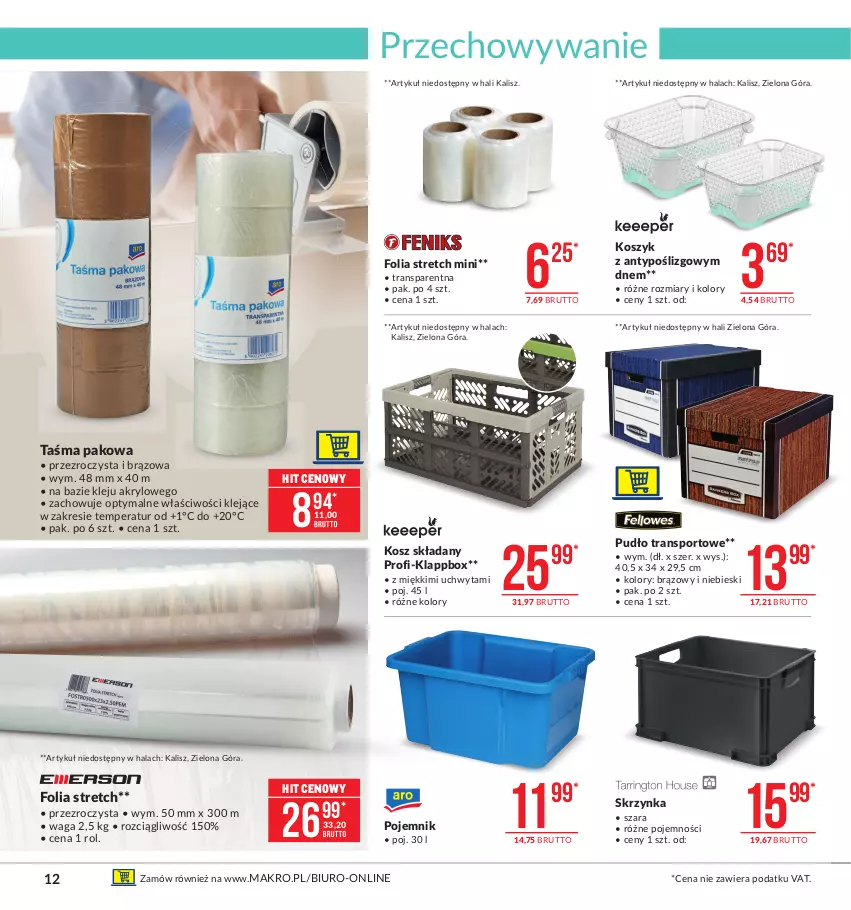 Gazetka promocyjna Makro - [Oferta promocyjna] Artykuły przemysłowe - ważna 26.01 do 08.02.2021 - strona 12 - produkty: Biuro, Klej, Kosz, Pojemnik, Por, Sport, Taśma pakowa, Tran, Waga