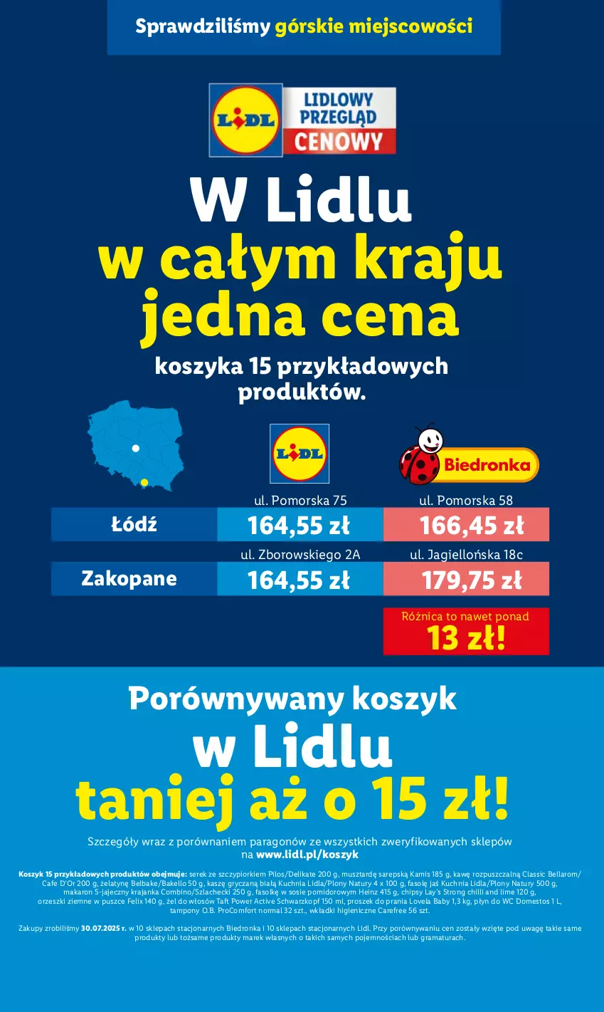 Gazetka promocyjna Lidl - GAZETKA - ważna 25.08 do 27.08.2025 - strona 12 - produkty: Bell, Bella, Carefree, Chipsy, Domestos, Fa, Felix, Gra, Gry, Heinz, Kamis, Kosz, Kuchnia, Lay’s, Lovela, Makaron, Mus, O.B., Orzeszki, Orzeszki ziemne, Pilos, Płyn do wc, Por, Proszek do prania, Rama, Schwarzkopf, Ser, Serek, Sos, Taft, Tampony, Wkładki
