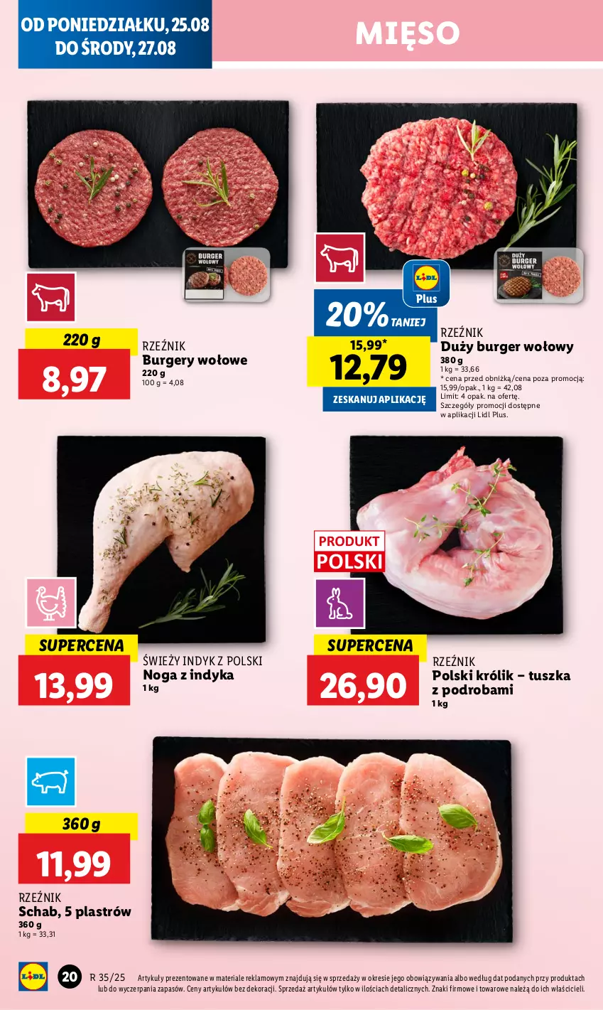Gazetka promocyjna Lidl - GAZETKA - ważna 25.08 do 27.08.2025 - strona 24 - produkty: Burger, Królik, Mięso, Tusz