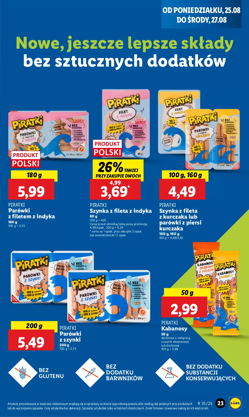 Gazetka promocyjna Lidl - GAZETKA - ważna 25.08 do 27.08.2025 - strona 27 - produkty: Kabanos, Kurczak, Parówki, Parówki z piersi kurczaka, Parówki z szynki, Ser, Szynka