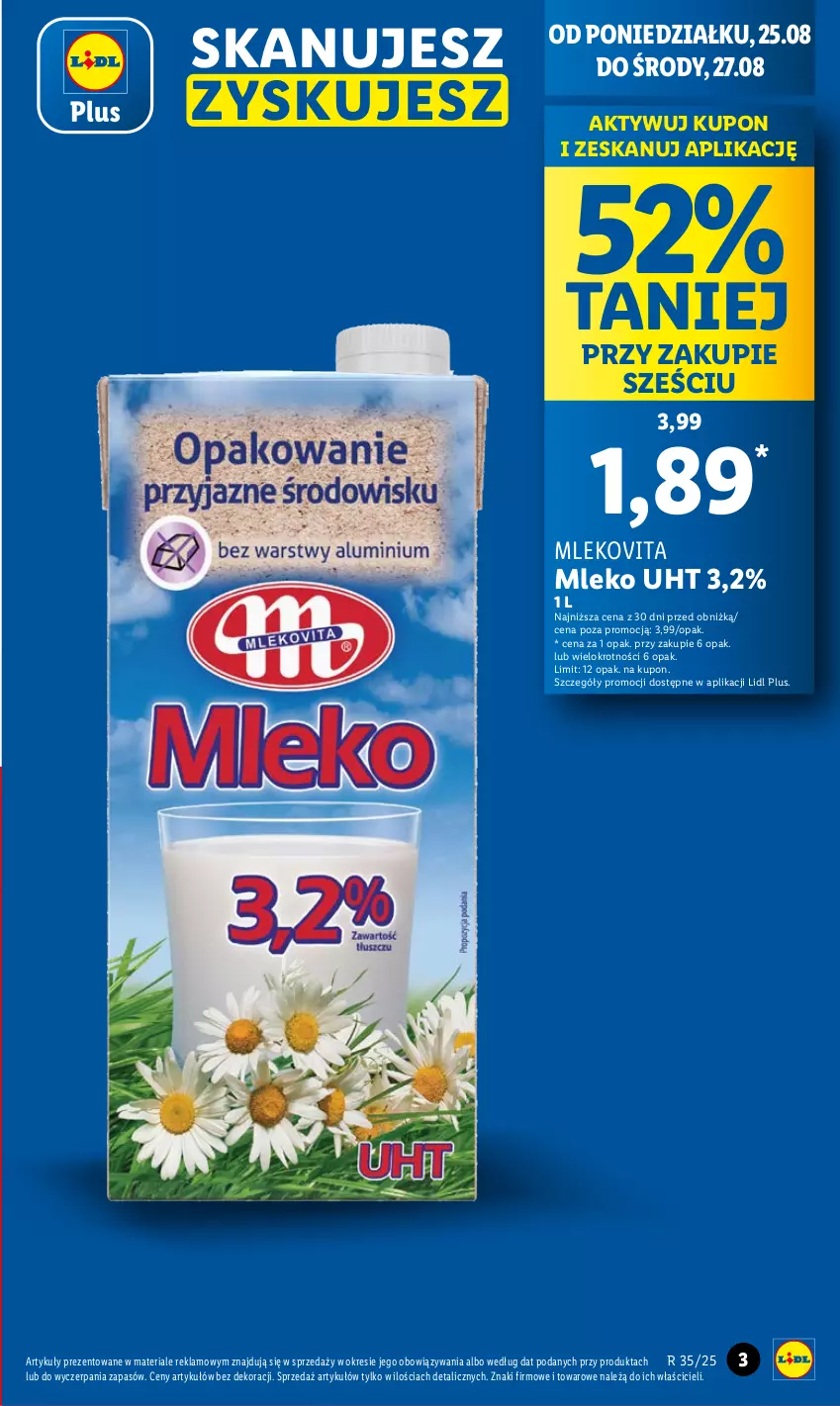 Gazetka promocyjna Lidl - GAZETKA - ważna 25.08 do 27.08.2025 - strona 3 - produkty: Mleko, Mlekovita