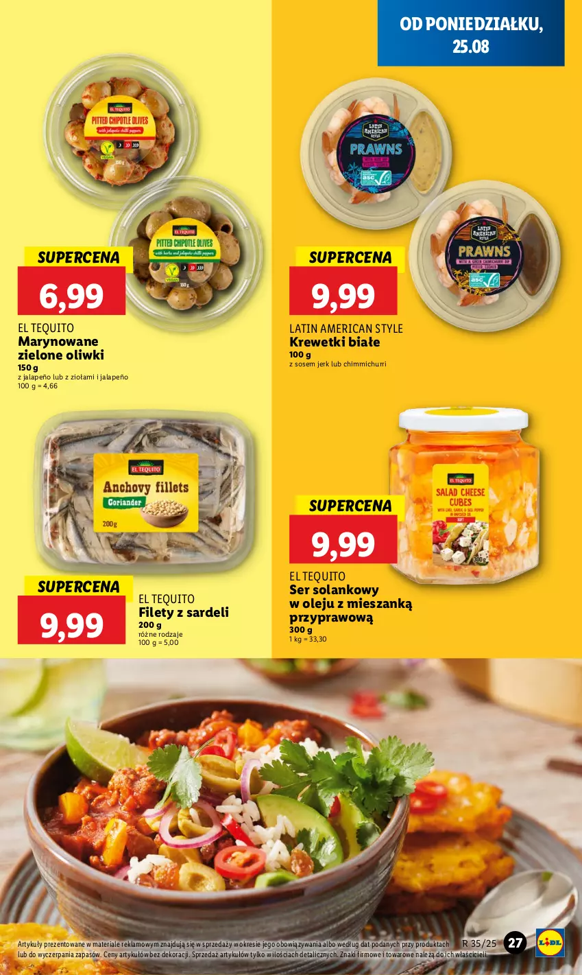 Gazetka promocyjna Lidl - GAZETKA - ważna 25.08 do 27.08.2025 - strona 31 - produkty: Krewetki, Olej, Oliwki, Ser, Solan, Sos