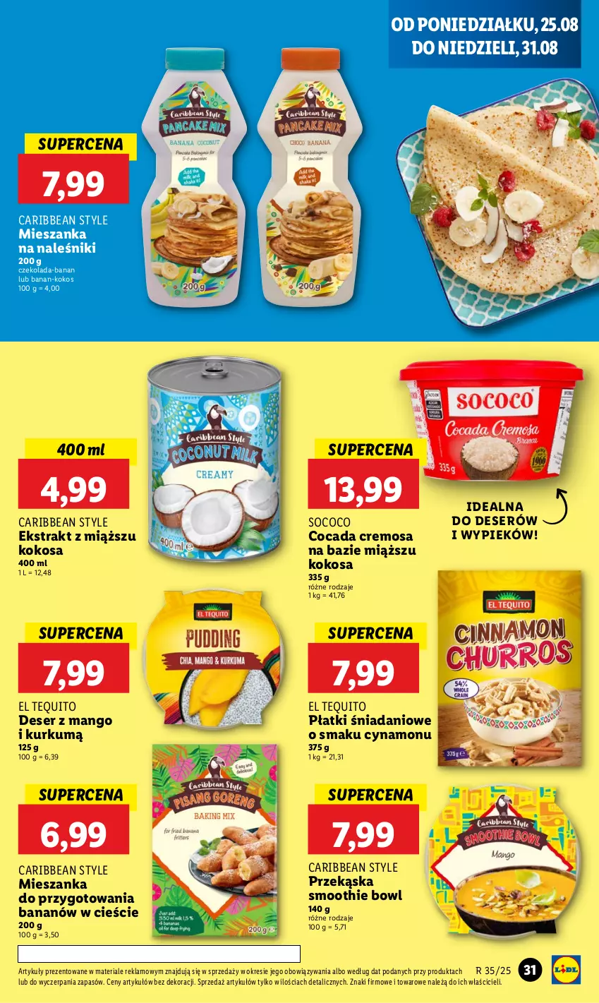 Gazetka promocyjna Lidl - GAZETKA - ważna 25.08 do 27.08.2025 - strona 35 - produkty: Czekolada, Danio, Deser, Kokos, Mango, Naleśniki, Ser, Smoothie
