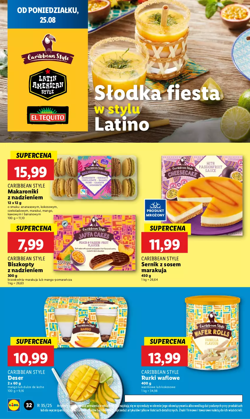 Gazetka promocyjna Lidl - GAZETKA - ważna 25.08 do 27.08.2025 - strona 36 - produkty: Ananas, Biszkopty, Deser, Kokos, Makaron, Mango, Rurki, Ser, Sos
