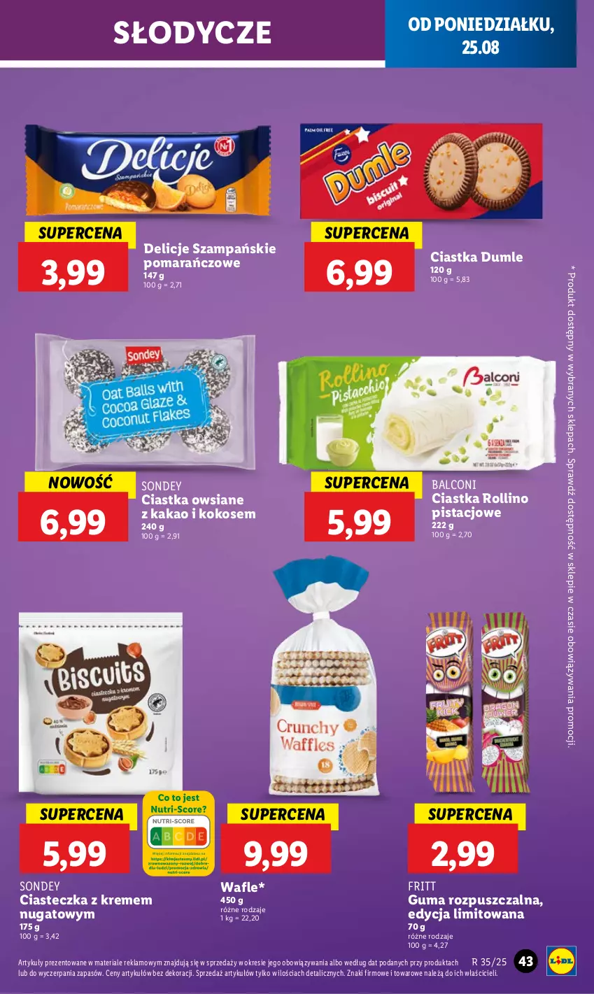 Gazetka promocyjna Lidl - GAZETKA - ważna 25.08 do 27.08.2025 - strona 49 - produkty: Alcon, Ciastka, Ciastka owsiane, Delicje, Guma rozpuszczalna, Kakao, Kokos, Wafle