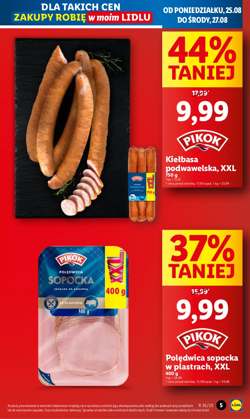 Gazetka promocyjna Lidl - GAZETKA - ważna 25.08 do 27.08.2025 - strona 5 - produkty: Kiełbasa, Kiełbasa podwawelska, Polędwica, Wawel