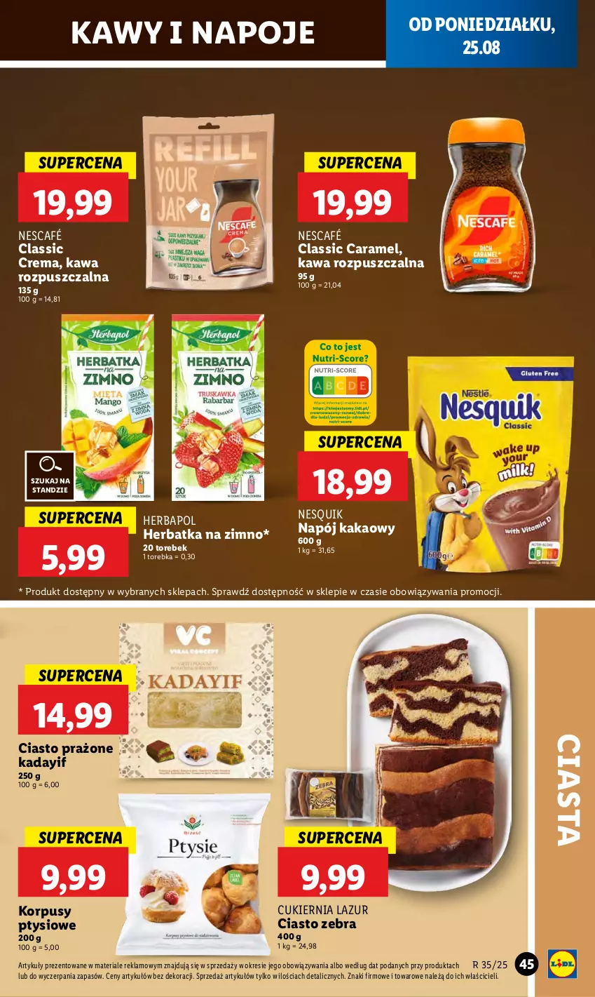 Gazetka promocyjna Lidl - GAZETKA - ważna 25.08 do 27.08.2025 - strona 51 - produkty: Cukier, Herbapol, Kakao, Kawa, Kawa rozpuszczalna, Korpusy, Lazur, Napój, Napoje, Nescafé, Nesquik, Torebka