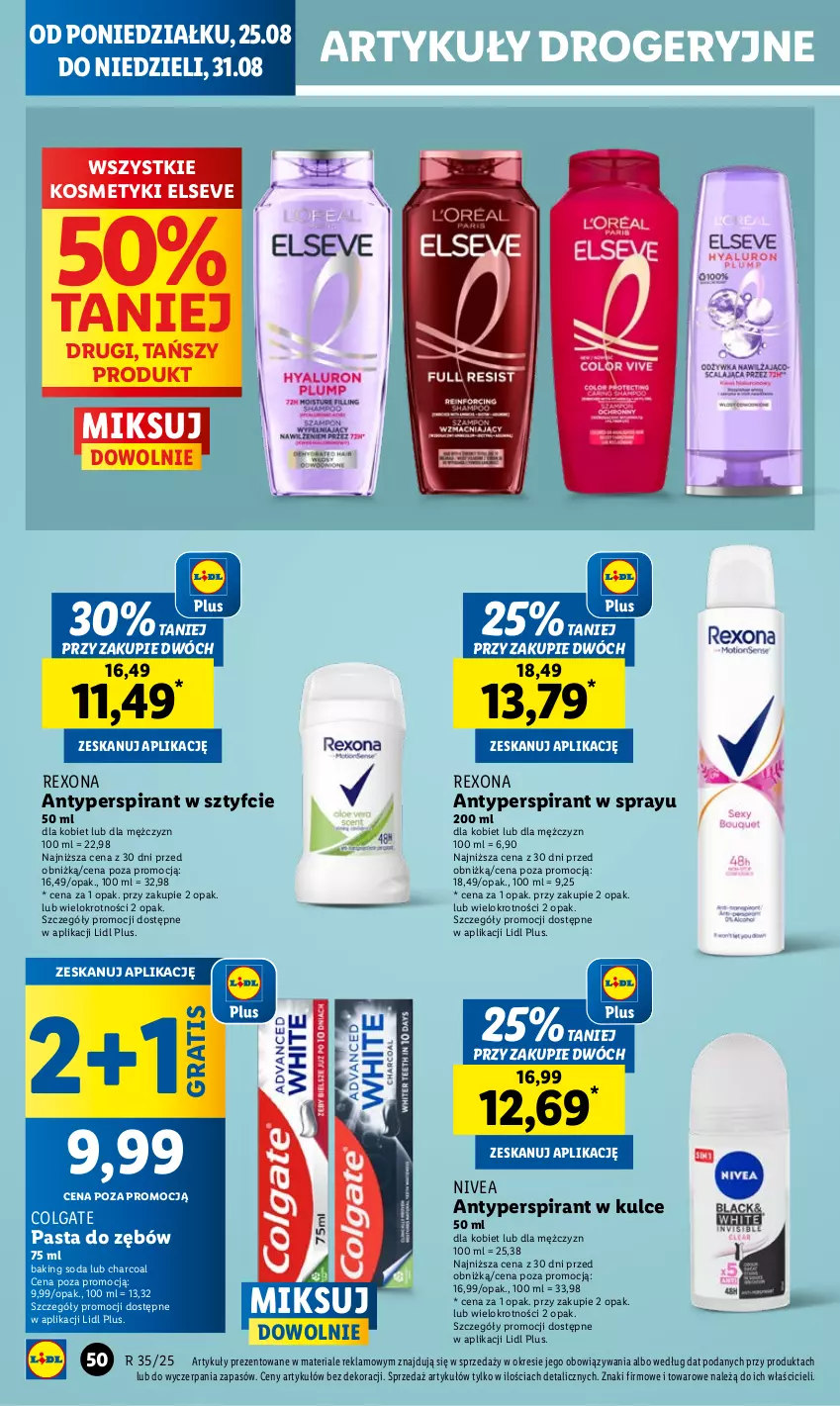 Gazetka promocyjna Lidl - GAZETKA - ważna 25.08 do 27.08.2025 - strona 56 - produkty: Antyperspirant, Colgate, Elseve, Gra, LG, Nivea, Pasta do zębów, Rexona