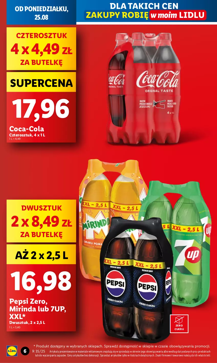 Gazetka promocyjna Lidl - GAZETKA - ważna 25.08 do 27.08.2025 - strona 6 - produkty: 7up, Coca-Cola, Mirinda, Pepsi