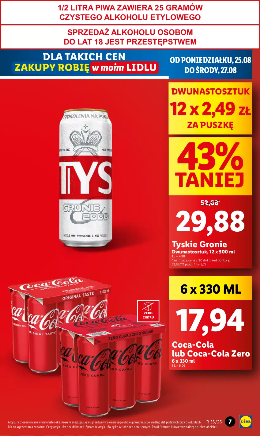 Gazetka promocyjna Lidl - GAZETKA - ważna 25.08 do 27.08.2025 - strona 7 - produkty: Coca-Cola, Gra, Piwa, Tyskie