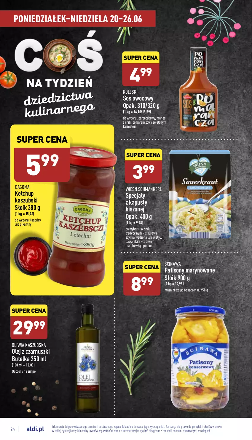 Gazetka promocyjna Aldi - Pełny katalog - ważna 20.06 do 26.06.2022 - strona 24 - produkty: Ketchup, Mango, Olej, Olej z czarnuszki, Por, Sony, Sos