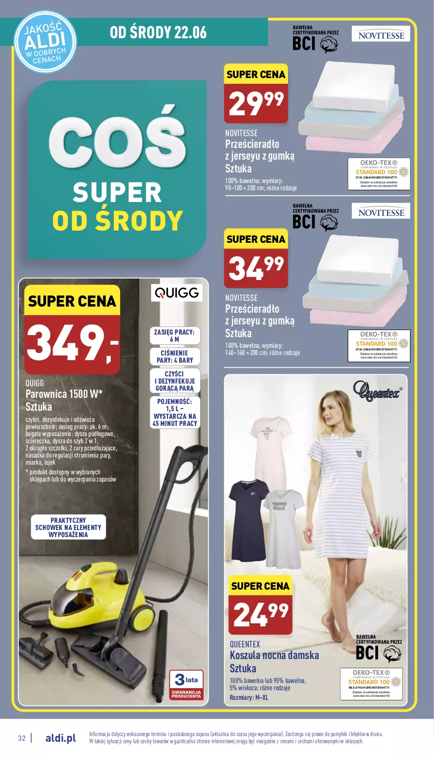 Gazetka promocyjna Aldi - Pełny katalog - ważna 20.06 do 26.06.2022 - strona 32 - produkty: Kosz, Koszula, Koszula nocna, Miarka, Parownica, Prześcieradło, Queentex, Rum, Wełna