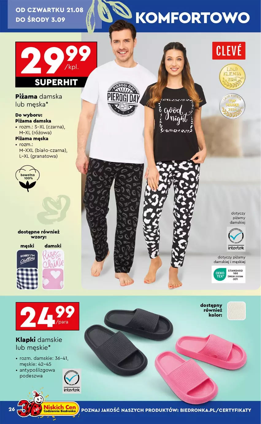 Gazetka promocyjna Biedronka - Okazje Tygodnia - ważna 18.08 do 30.08.2025 - strona 30 - produkty: Gra, Granat, Klapki, Piżama, Top