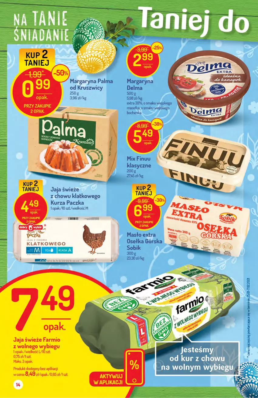 Gazetka promocyjna Delikatesy Centrum - Gazetka Delikatesy Centrum - ważna 30.03 do 05.04.2021 - strona 14 - produkty: Delma, Fa, Finuu, Jaja, Margaryna, Masło, Palma