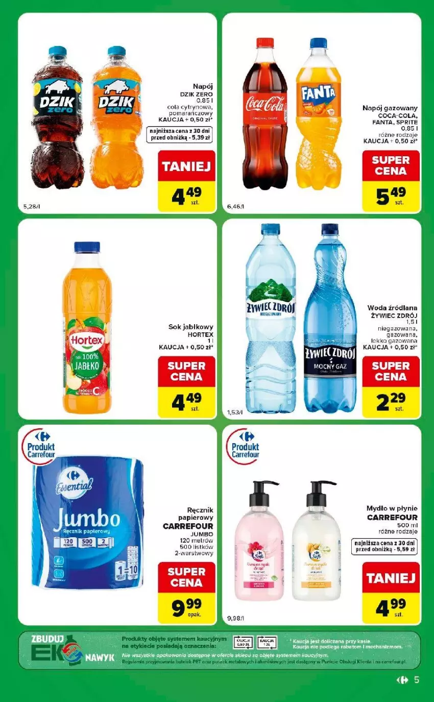 Gazetka promocyjna Carrefour - Gazetka Express w SUMIE ekspresowe zakupy - ważna 25.08 do 31.08.2026 - strona 5 - produkty: Coca-Cola, Fa, Fanta, Hortex, LANA, Miecz, Mydło, Mydło w płynie, Napój, Napój gazowany, Papier, Ręcznik, Sok, Sok jabłkowy, Wanna, Woda