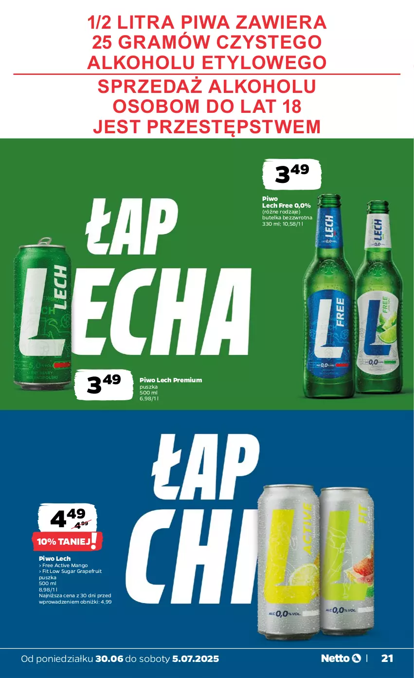 Gazetka promocyjna Netto - Od Poniedziałku - ważna 30.06 do 05.07.2025 - strona 21 - produkty: Gra, Lech Premium, Mango, Piwa, Piwo