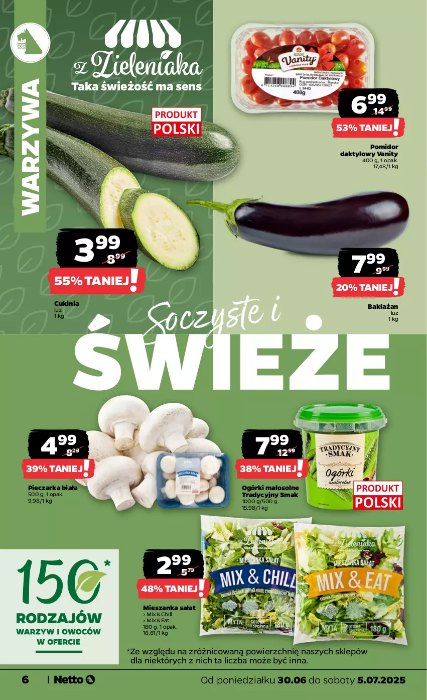 Gazetka promocyjna Netto - Od Poniedziałku - ważna 30.06 do 05.07.2025 - strona 6 - produkty: Mieszanka sałat, Piec, Pieczarka, Sałat, Warzywa