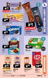 Gazetka promocyjna Netto - Od Poniedziałku - Gazetka - ważna od 05.07 do 05.07.2025 - strona 17 - produkty: Ciastka, Gin, Jutrzenka, Chia, Dżem, Snickers, Wafle, Sante, Lody, Zielona Budka, Baton, Danio, Oreo, Nestlé, Fa