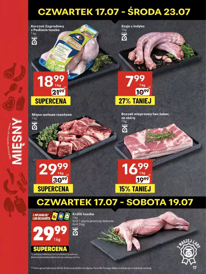 Gazetka promocyjna Delikatesy Centrum - Franczyza DC29 Czwartek - ważna 17.07 do 23.07.2025 - strona 17 - produkty: Boczek, Boczek wieprzowy, Królik, Tusz