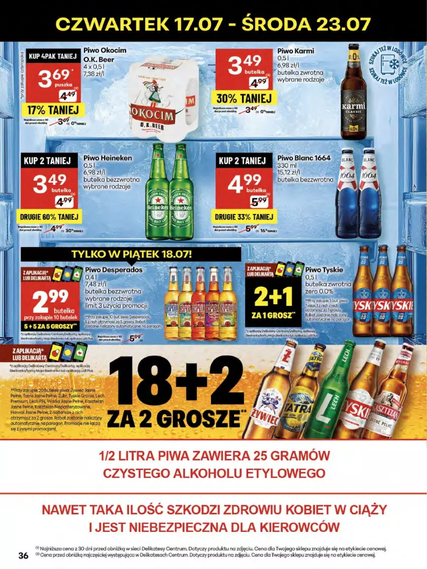 Gazetka promocyjna Delikatesy Centrum - Franczyza DC29 Czwartek - ważna 17.07 do 23.07.2025 - strona 36 - produkty: Desperados, Fa, Gra, Harnaś, Karmi, Koc, Okocim, Piec, Piwa, Piwo, Robot, Rum, Tatra, Tyskie