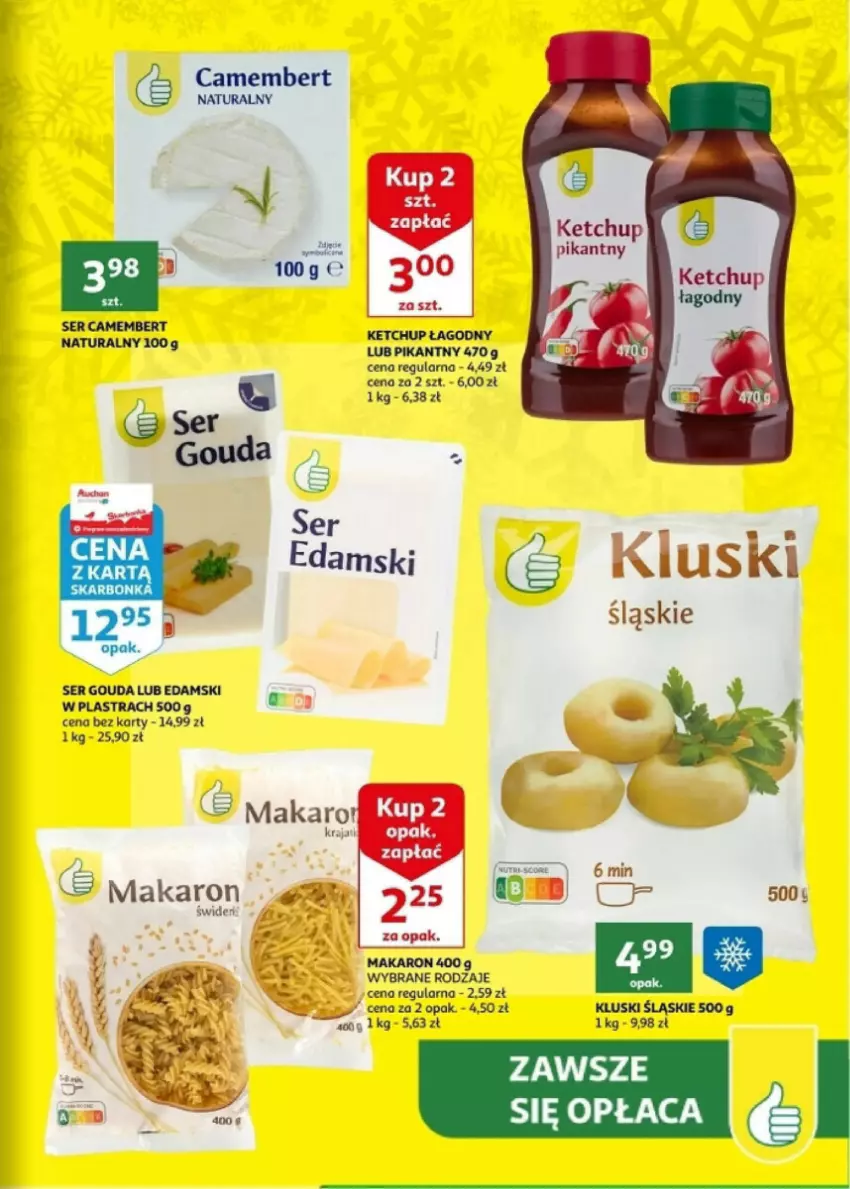 Gazetka promocyjna Auchan - ważna 27.12 do 30.12.2023 - strona 20 - produkty: Camembert, Edam, Gouda, Ketchup, Makaron, Ser