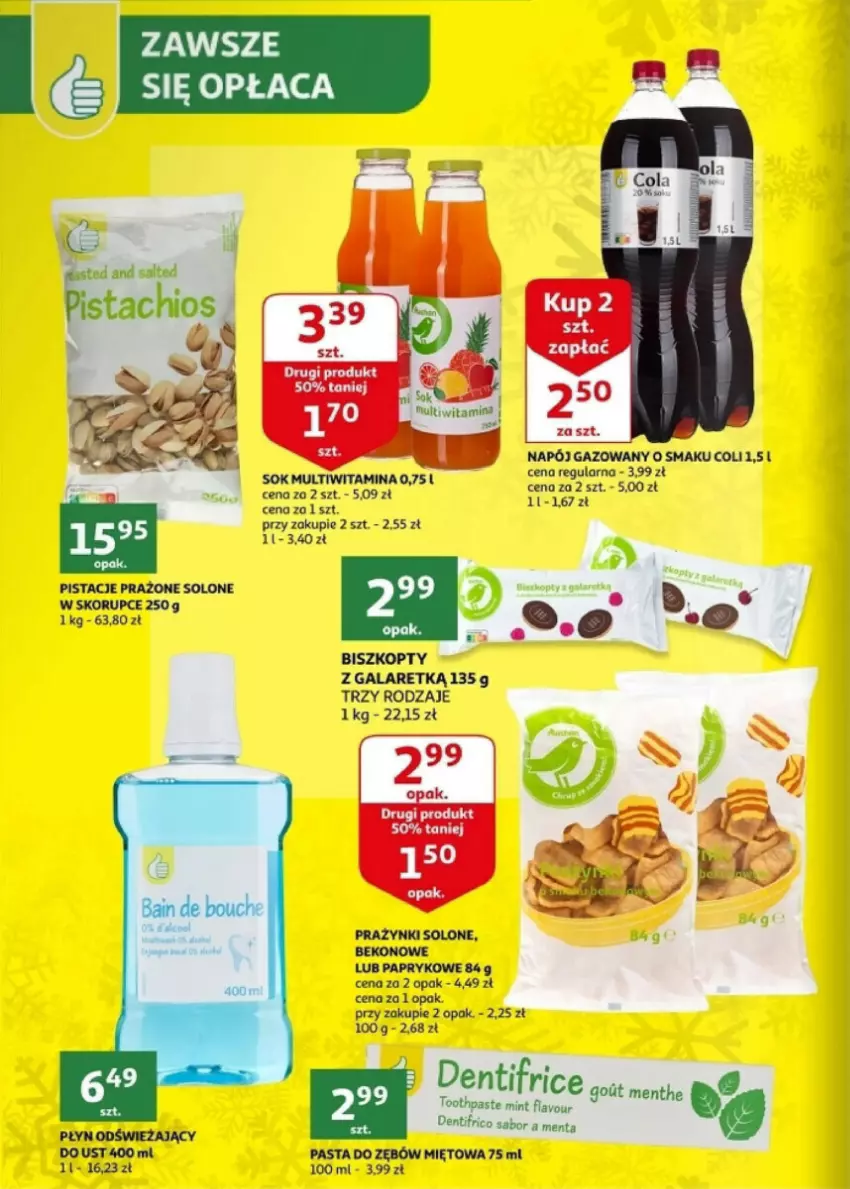 Gazetka promocyjna Auchan - ważna 27.12 do 30.12.2023 - strona 21 - produkty: Beko, Biszkopty, Gala, HP, Napój, Napój gazowany, Pasta do zębów, Pistacje