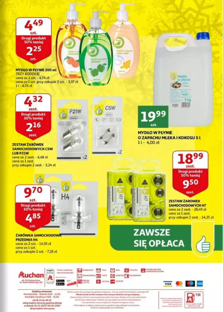 Gazetka promocyjna Auchan - ważna 27.12 do 30.12.2023 - strona 22 - produkty: Fa, Kokos, LANA, LG, Mydło, Mydło w płynie, Zestaw żarówek