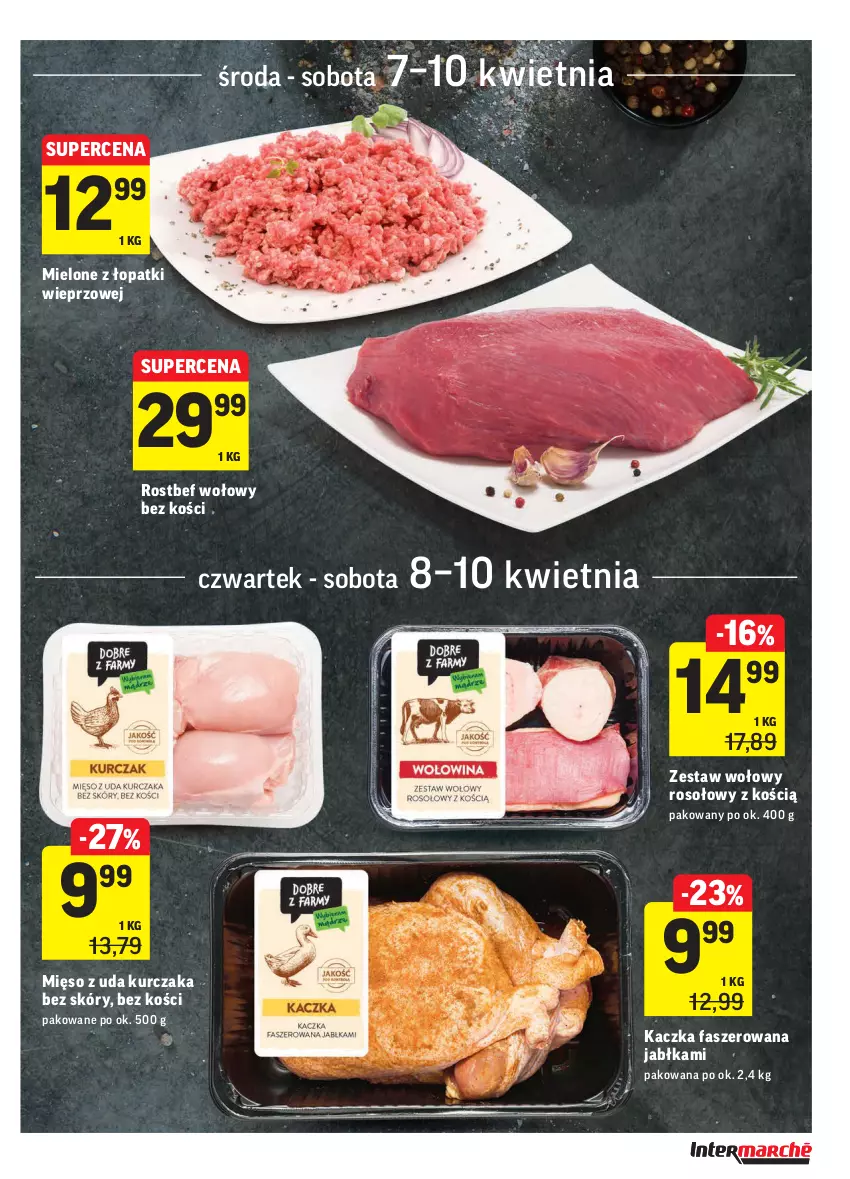 Gazetka promocyjna Intermarche - oferty tygodnia - ważna 07.04 do 12.04.2021 - strona 11 - produkty: Fa, Jabłka, Kaczka, Kaczka faszerowana, Kurczak, Mięso, Mięso z uda kurczaka, Rostbef