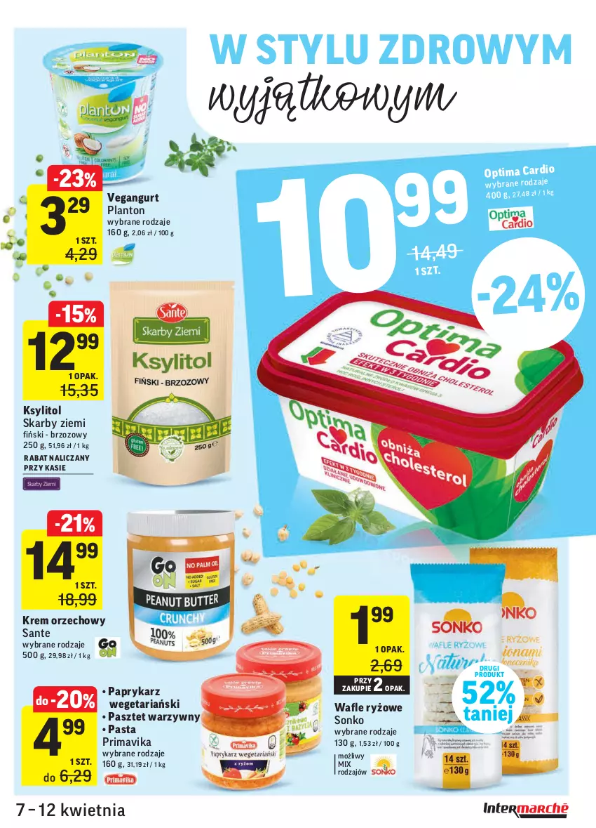 Gazetka promocyjna Intermarche - oferty tygodnia - ważna 07.04 do 12.04.2021 - strona 29 - produkty: Krem orzechowy, Ksylitol, Optima, Optima Cardio, Papryka, Paprykarz, Pasztet, Prima, Primavika, Ryż, Sante, Sonko, Vegangurt, Wafle