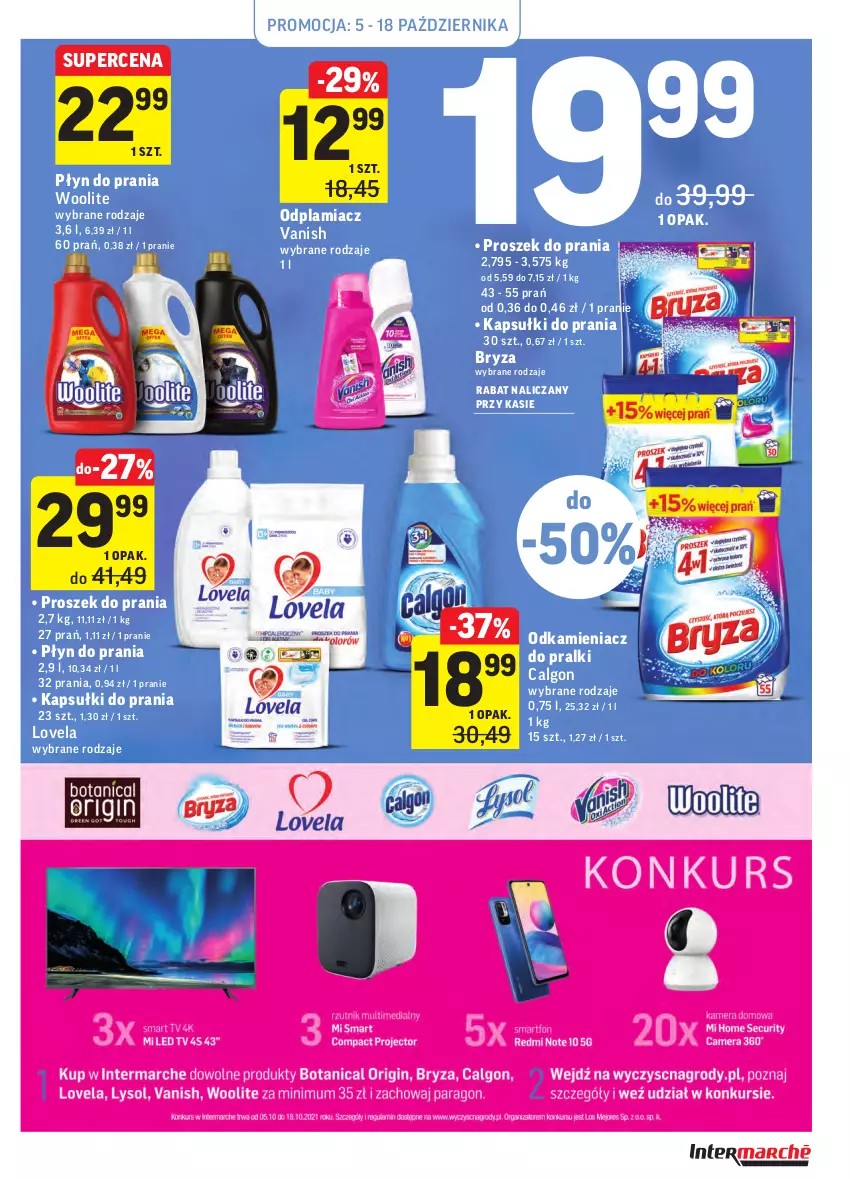 Gazetka promocyjna Intermarche - Gazetka promocyjna - ważna 05.10 do 11.10.2021 - strona 35 - produkty: Bryza, Calgon, Kapsułki do prania, LG, Lovela, Odkamieniacz, Odplamiacz, Płyn do prania, Pralki, Proszek do prania, Vanish, Woolite