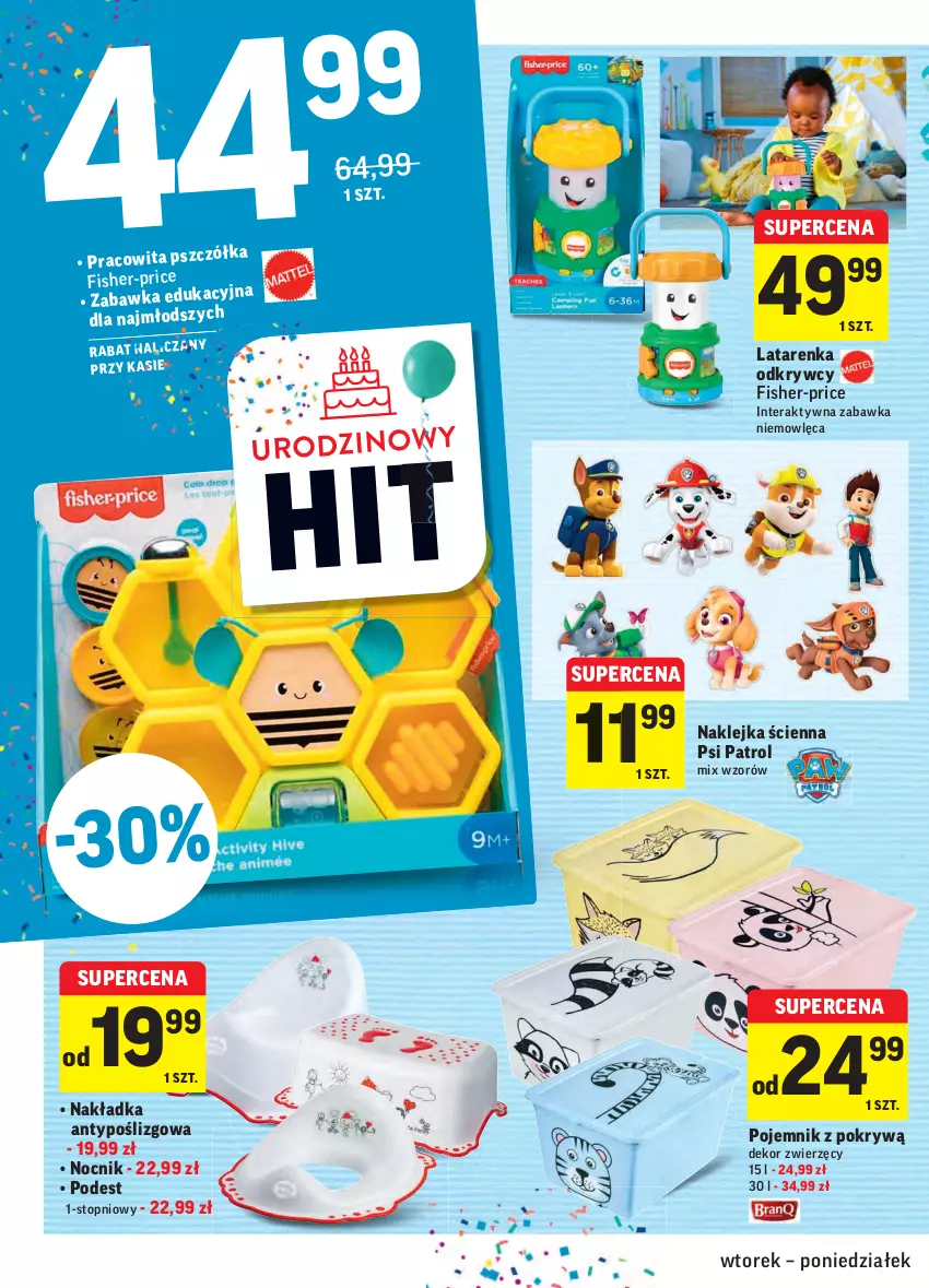 Gazetka promocyjna Intermarche - Gazetka promocyjna - ważna 05.10 do 11.10.2021 - strona 38 - produkty: Fisher-Price, Klej, Latarenka, Nocnik, Pojemnik, Psi Patrol, Tera, Top, Zabawka