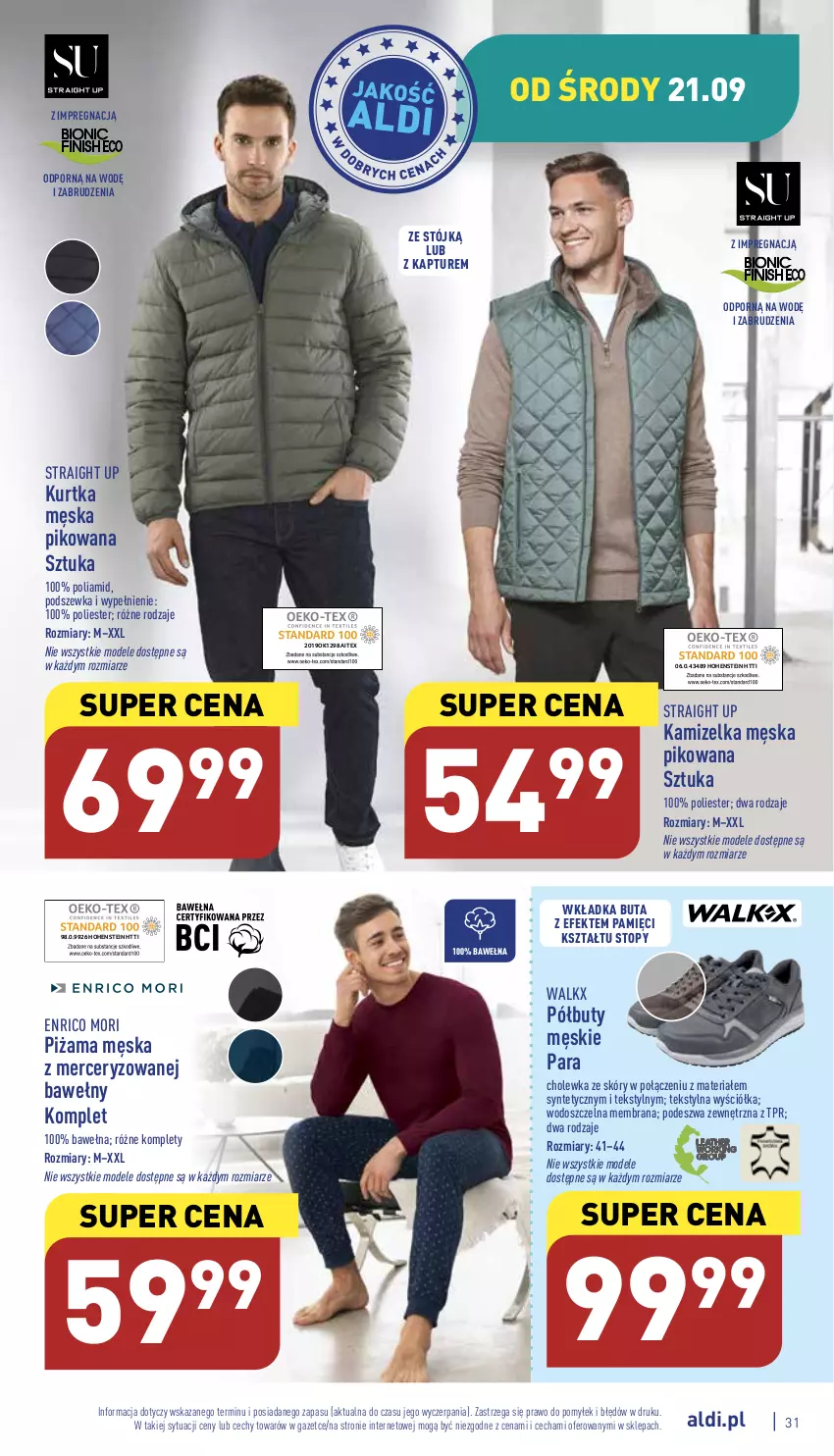 Gazetka promocyjna Aldi - Pełny katalog - ważna 19.09 do 24.09.2022 - strona 31 - produkty: Buty, Kamizelka, Kurtka, Piżama, Półbuty, Por, Top, Wełna