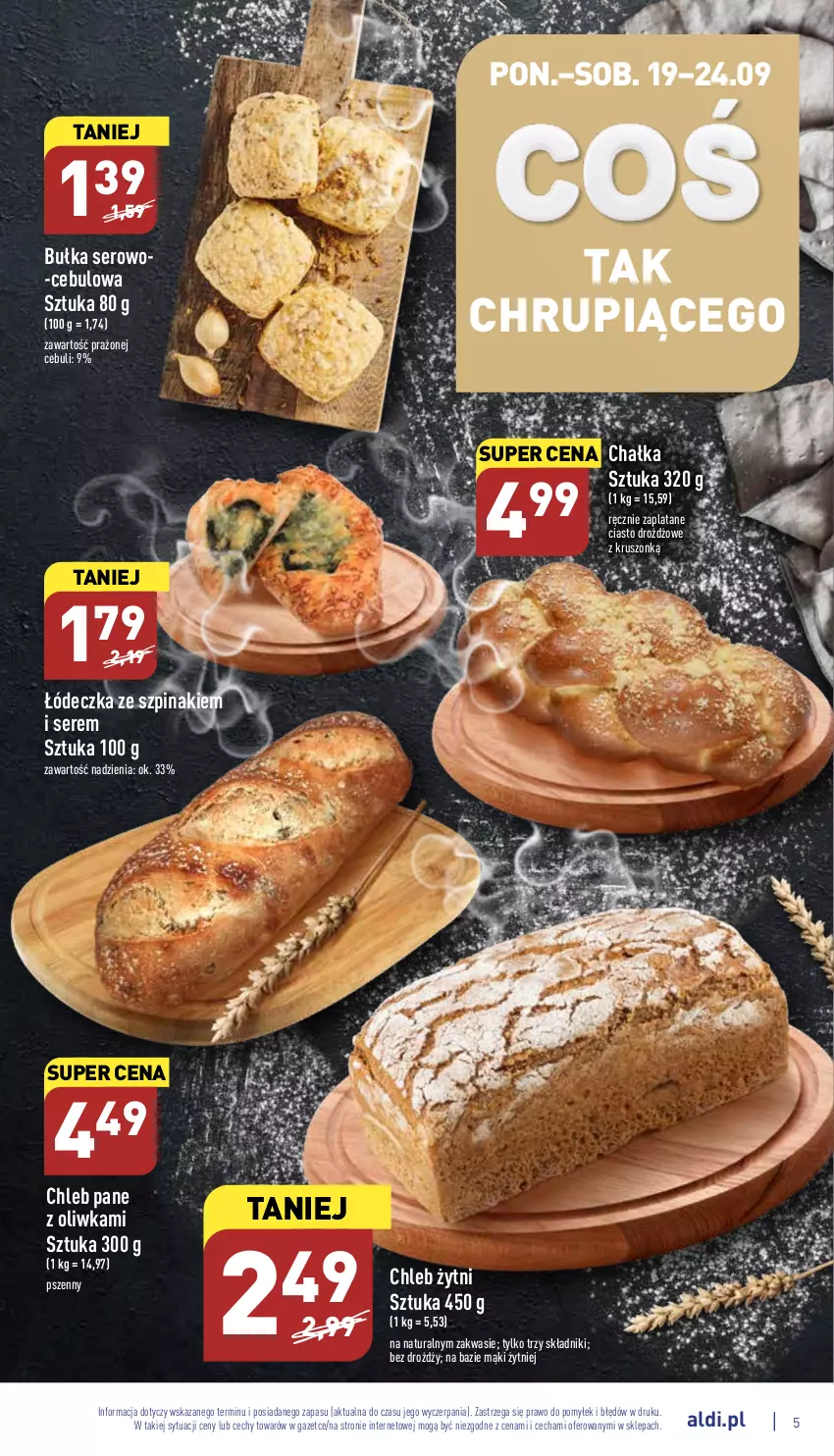 Gazetka promocyjna Aldi - Pełny katalog - ważna 19.09 do 24.09.2022 - strona 5 - produkty: Bułka, Chleb, Ser, Szpinak