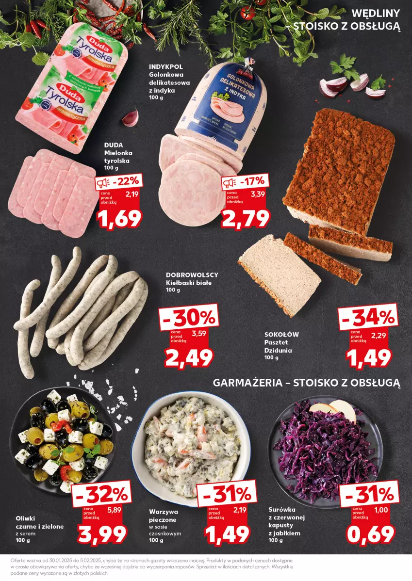 Gazetka promocyjna Kaufland - Mocny Start - ważna 03.02 do 05.02.2025 - strona 23 - produkty: Duda, Kiełbaski białe, LG, Mielonka tyrolska, Oliwki, Oliwki czarne, Pasztet, Ser, Sok, Sokołów, Warzywa